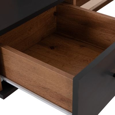 DOUBLE BED WITH NIGHTSTANDS CARYS HM744.12 MELAMINE IN NATURAL/GREY--MATTRESS 160x200cm