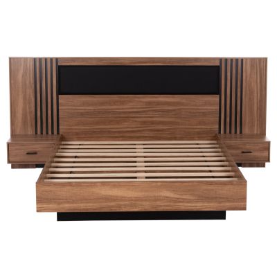 DOUBLE BED WITH NIGHTSTANDS HARRY HM750.01 MELAMINE IN NATURAL/BLACK--MATTRESS 160x200cm