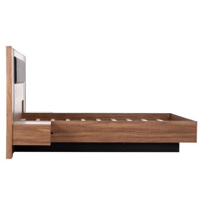 DOUBLE BED WITH NIGHTSTANDS HARRY HM750.01 MELAMINE IN NATURAL/BLACK--MATTRESS 160x200cm