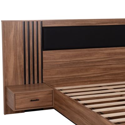 DOUBLE BED WITH NIGHTSTANDS HARRY HM750.01 MELAMINE IN NATURAL/BLACK--MATTRESS 160x200cm