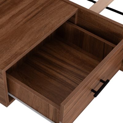 DOUBLE BED WITH NIGHTSTANDS HARRY HM750.01 MELAMINE IN NATURAL/BLACK--MATTRESS 160x200cm