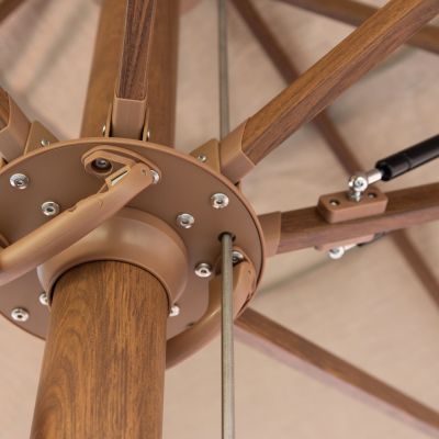 PROFESSIONAL UMBRELLA 4x4m GLADELL HM6605.02 HEAT TRANSFER ALUMINUM--ACRYLIC SHADE IN SAND BEIGE