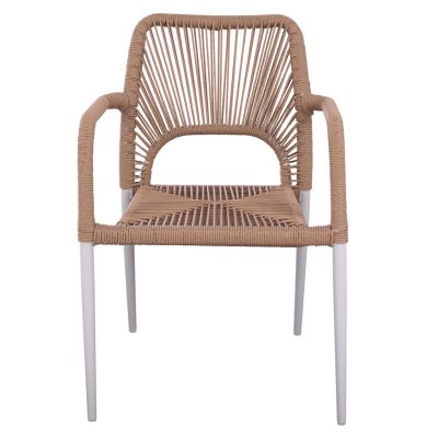 OUTDOOR DINING SET 5PCS TABER HM10824.01 ALUMINUM IN WHITE--POLYWOOD--P.E.ROPE IN BEIGE