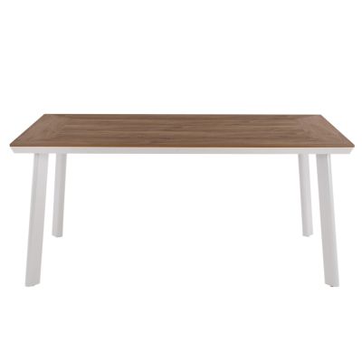 OUTDOOR DINING SET 5PCS TABER HM10824.01 ALUMINUM IN WHITE--POLYWOOD--P.E.ROPE IN BEIGE