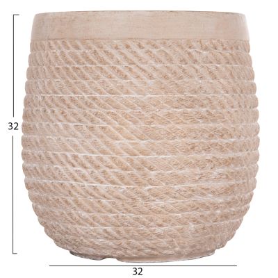 GARDEN PLANTERS ROUND SET 4PCS GARDENER HM4722 FIBERCLAY--IVORY CEMENT Φ54x54Hcm.