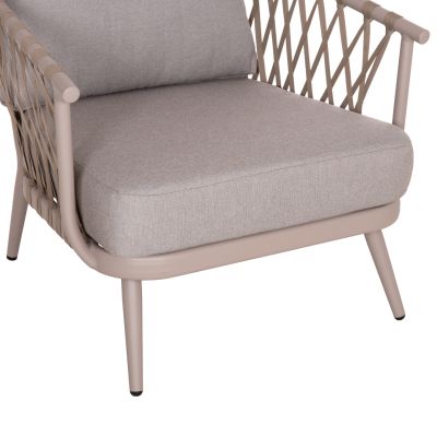 OUTDOOR LOUNGE SET 4-SEAT WILLA HM6505.02 ALUMINUM-ROPE IN BEIGE--CUSHIONS IN GREY