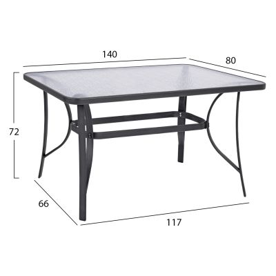 OUTDOOR DINING SET 5PCS BRUNO HM10860.01 METAL CHAIRS & TABLE 140x80cm GREY