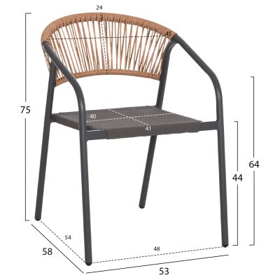 OUTDOOR DINING SET 5PCS BRUNO HM10860.01 METAL CHAIRS & TABLE 140x80cm GREY