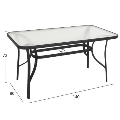 OUTDOOR DINING SET 5PCS BRUNO HM10860.03 METAL CHAIRS & TABLE 140x80cm BLACK