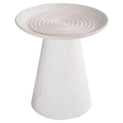 SIDE TABLE ROUND ROSS HM9708 SOLID MANGO WOOD IN WHITE Φ45x48Hcm.