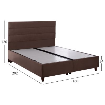 КАФЯВО КАДИФЕНО ЛЕГЛО С МЯСТО ЗА СЪХРАНЕНИЕ ЕЛОИЗ-160x200 см.