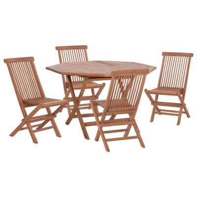 OUTDOOR DINING SET 5PCS FOLDABLE KARLIN HM10922 TEAK WOOD IN NATURAL