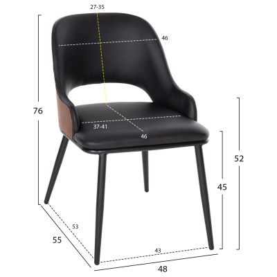 DINING SET 7PCS HM11969 TABLE OVAL DENTY & 6 CHAIRS DELF(BLACK)