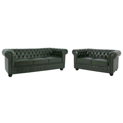 СЕТ 2-МЕСНИ И 3-МЕСНИ ДИВАНИ MOBAR  T.CHESTERFIELD--КИПРАСОВО ЗЕЛЕНО
