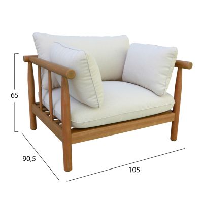 OUTDOOR LOUNGE SET 4PCS ELMORA HM6517 ACACIA WOOD--POLYESTER CUSHIONS COVERS IN ECRU