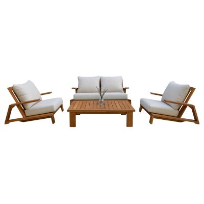 OUTDOOR LOUNGE SET 4PCS MIREX HM6521 ACACIA WOOD--POLYESTER CUSHIONS COVERS IN ECRU
