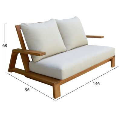 OUTDOOR LOUNGE SET 4PCS MIREX HM6521 ACACIA WOOD--POLYESTER CUSHIONS COVERS IN ECRU