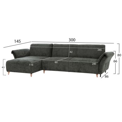 ЪГЛОВ ДИВАН MAILO-ЗЕЛЕН ПЛАТ 300x145x80Всм.