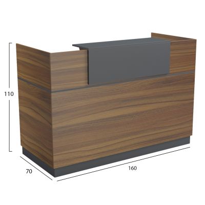 RECEPTION DESK BARRY HM2153.03 MELAMINE IN WALNUT-GREY 160x70x110Hcm.