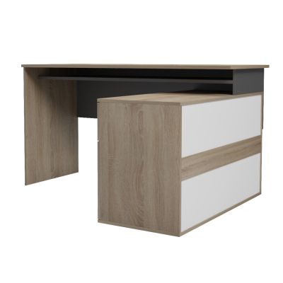 DESK RIGHT CORNER CARNET HM18384.13 MELAMINE IN SONAMA/GREY 138x102x75Hcm.