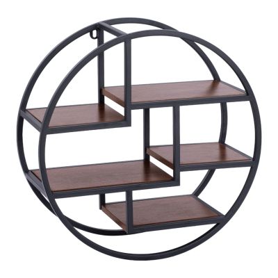 Wall Shelves Quinn with melamine bases and metallic frame HM8612 Diameter 60x24cm