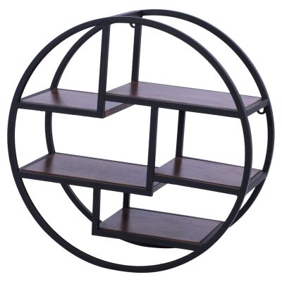 Wall Shelves Quinn with melamine bases and metallic frame HM8612 Diameter 60x24cm