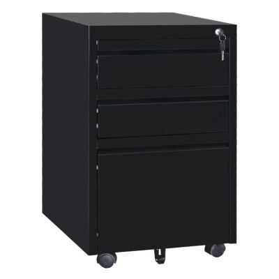 OFFICE CHEST OF DRAWERS SIDER HM6635.01 METAL IN BLACK--3 DRAWERS WITH LOCK 39x50x60Hcm.