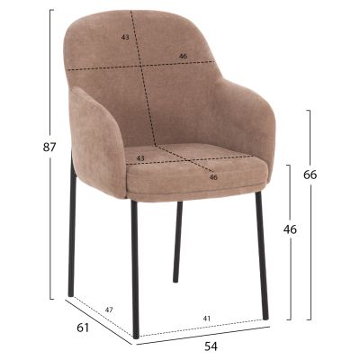 DINING SET 5PCS SKY HM10945.03 CERAMIC TOP--FABRIC IN TAUPE & BLACK METAL LEGS