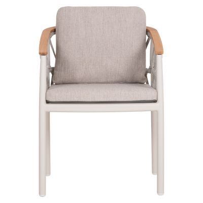 DINING CHAIR STREAM - CREAM WHITE ALUMINUM--BEIGE STRAP ROPE & OLEFIN FABRIC 59x63x85Hcm.
