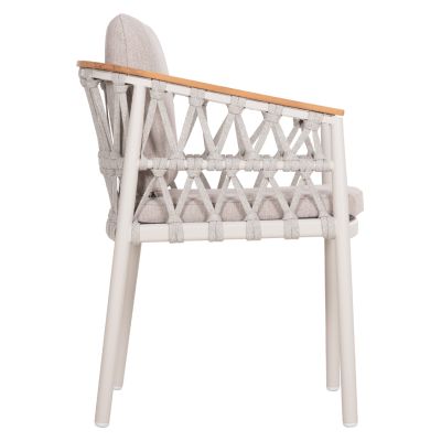 DINING CHAIR STREAM - CREAM WHITE ALUMINUM--BEIGE STRAP ROPE & OLEFIN FABRIC 59x63x85Hcm.