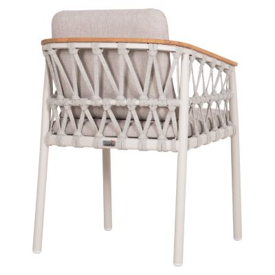 DINING CHAIR STREAM - CREAM WHITE ALUMINUM--BEIGE STRAP ROPE & OLEFIN FABRIC 59x63x85Hcm.