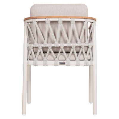 DINING CHAIR STREAM - CREAM WHITE ALUMINUM--BEIGE STRAP ROPE & OLEFIN FABRIC 59x63x85Hcm.