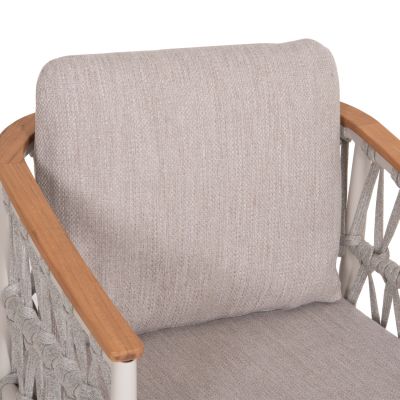DINING CHAIR STREAM - CREAM WHITE ALUMINUM--BEIGE STRAP ROPE & OLEFIN FABRIC 59x63x85Hcm.