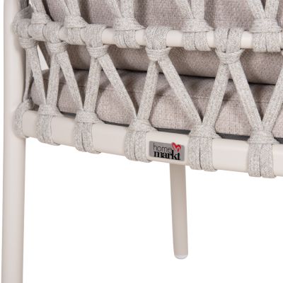 DINING CHAIR STREAM - CREAM WHITE ALUMINUM--BEIGE STRAP ROPE & OLEFIN FABRIC 59x63x85Hcm.