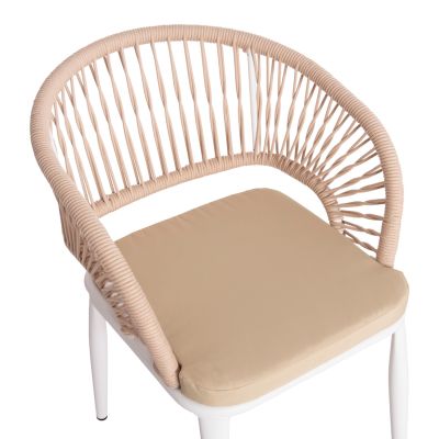 OUTDOOR DINING SET 5PCS MAGNET HM10997.01 ALUMINUM IN WHITE--POLYWOOD--P.E.ROPE