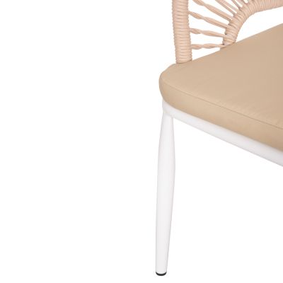 OUTDOOR DINING SET 5PCS MAGNET HM10997.01 ALUMINUM IN WHITE--POLYWOOD--P.E.ROPE
