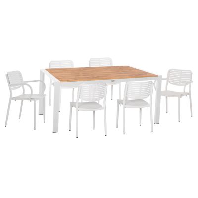 OUTDOOR DINING SET 7PCS  HM10999.01 WHITE ALUMINUM-POLYWOOD