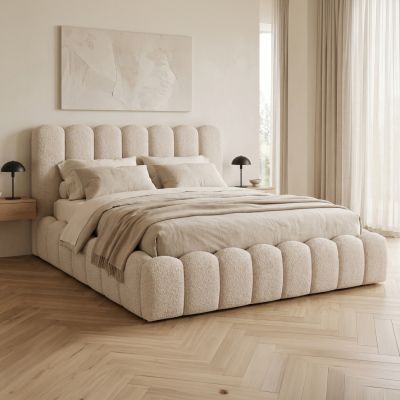 DOUBLE BED MARIUS HM759.03 BEIGE CHENILLE FABRIC--FOR MATTRESS 160x200cm.