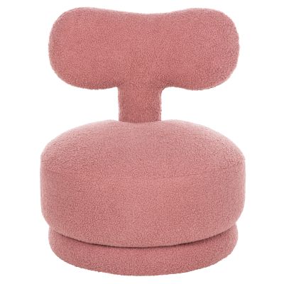STOOL WITH BACKREST SWIVEL KRIVIO HM9775.02 DUSTY PINK BOUCLE FABRIC 52x53x60Hcm.
