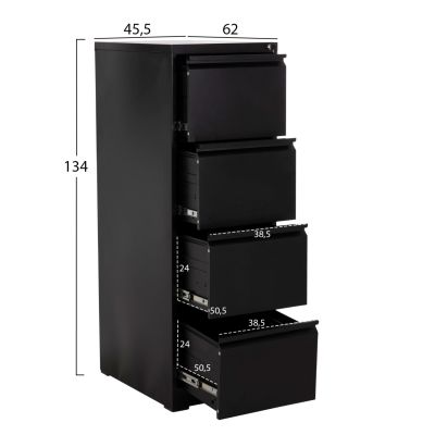 SET 2PCS OFFICE FILING CABINETS SIDER HM10995.01 BLACK METAL
