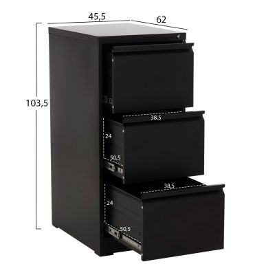 SET 2PCS OFFICE FILING CABINETS SIDER HM10995.01 BLACK METAL