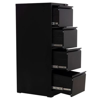 SET 2PCS OFFICE FILING CABINETS SIDER HM10995.01 BLACK METAL
