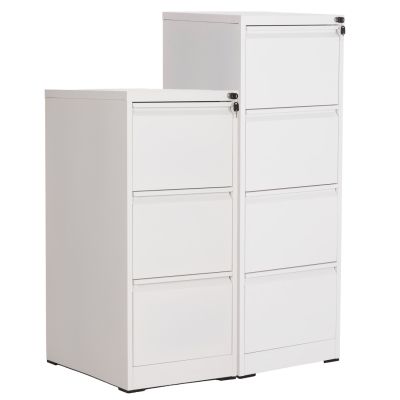 SET 2PCS OFFICE FILING CABINETS SIDER HM10995.02 WHITE METAL