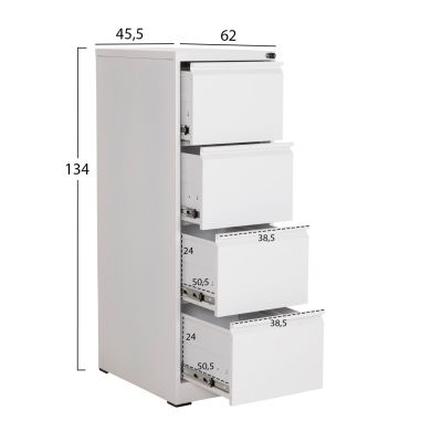 SET 2PCS OFFICE FILING CABINETS SIDER HM10995.02 WHITE METAL