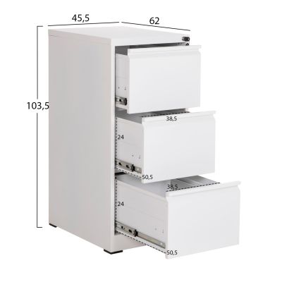 SET 2PCS OFFICE FILING CABINETS SIDER HM10995.02 WHITE METAL
