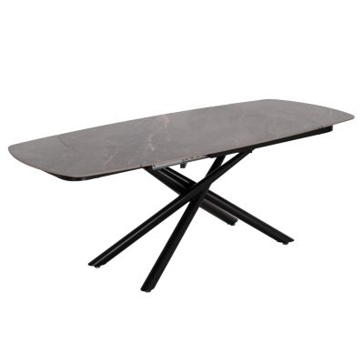 DINING TABLE EXTENDABLE VANTA HM18408 CERAMIC TOP IN GREY MARBLE COLORING 136-199x90x77Hcm.