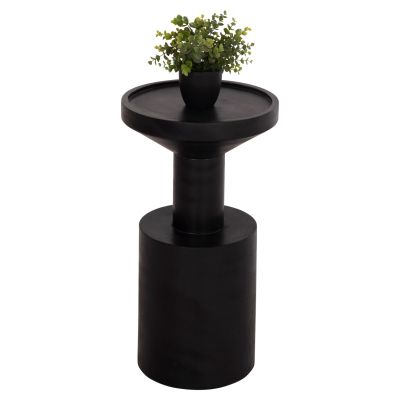SIDE TABLE BERMAL HM9889.12 SOLID SUAR WOOD IN BLACK COLOR Φ35x65Hcm.