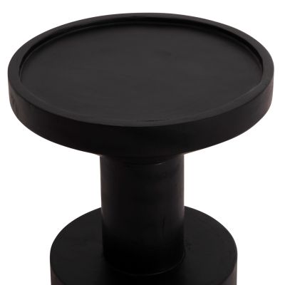 SIDE TABLE BERMAL HM9889.12 SOLID SUAR WOOD IN BLACK COLOR Φ35x65Hcm.