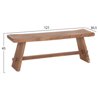 Градинска пейка за двама KONNY-дърво суар в естествен цвят, 121x30,5x45 см (височина).