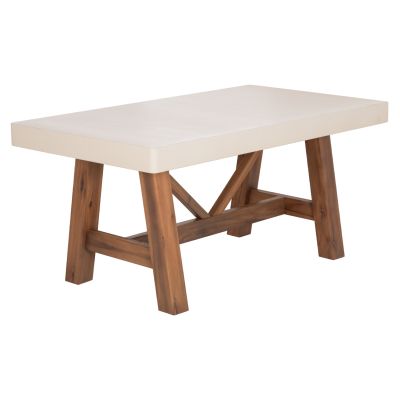 DINING TABLE MAEVE HM6596.02 BEIGE FIBER CEMENT TOP--ACACIA WOOD LEGS 160x90x75Hcm.